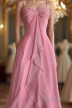 Pink Sheath Long Formal Prom Dresses Sweet Formal Party Dresses