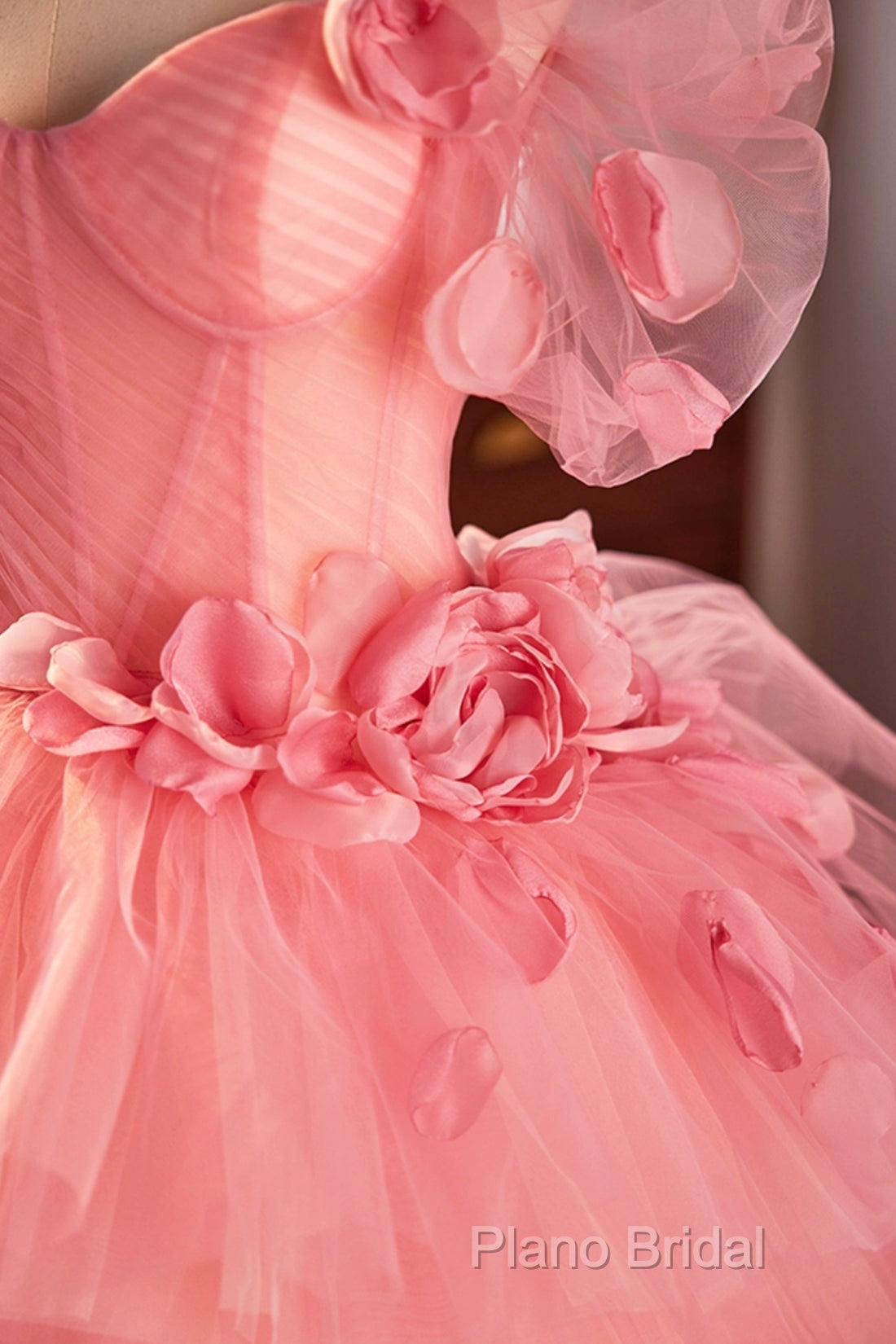 Pink Spaghetti Strap Tulle Long Formal Prom Dresses, Beautiful A-Line Formal Sweet 16 Dresses