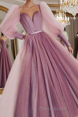 Pink  sweetheart neck tulle long Formal Prom dress tulle formal dress