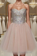 Pink sweetheart tulle short Formal Prom dress, homecoming dress