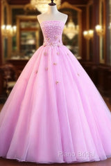 Pink Tulle Ball Gown Sweet 16 Party Dresses, Pink Formal Dresses, Quinceanera Dresses