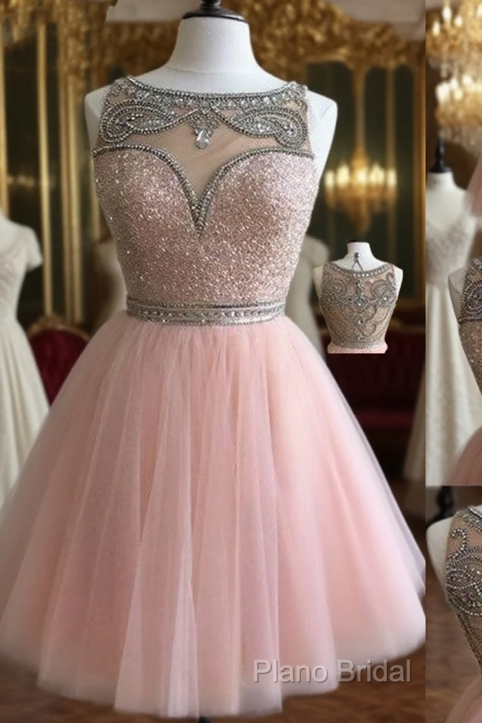 Pink Tulle Short Formal Prom Dresses For Teens, Pink Homecoming Dresses Main image