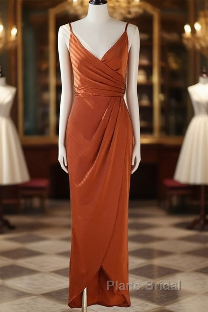 Pleated Pumpkin Sheath Bridesmaid Dresses With Belt Main image
