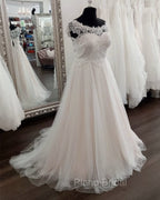 Plus Size A-Line Tulle Embroidery Wedding Dresses