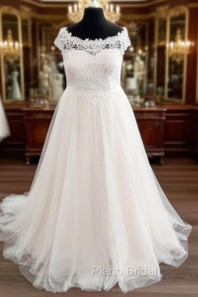 Plus Size A-Line Tulle Embroidery Wedding Dresses Main image