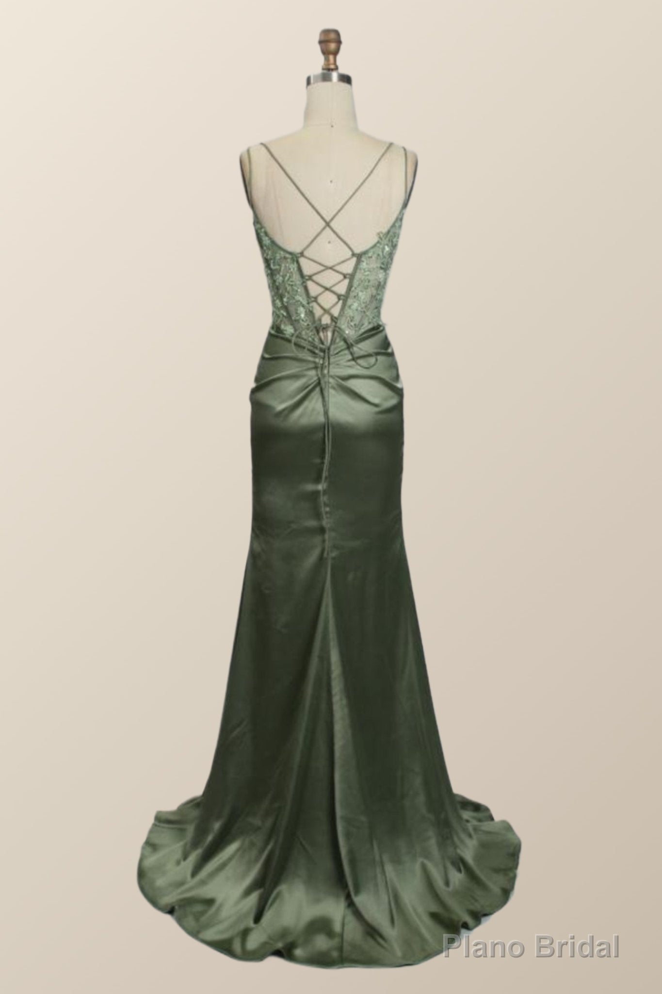 Sage Green Lace Appliques Mermaid Long Formal Dress Secondary image
