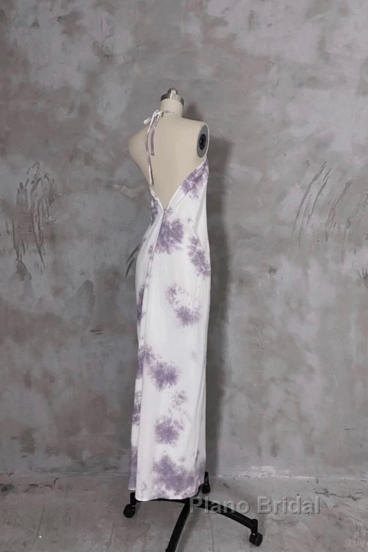 Pretty A Line Halter Floral Chiffon Long Formal Prom Dresses Birthday Dresses For Women Secondary image