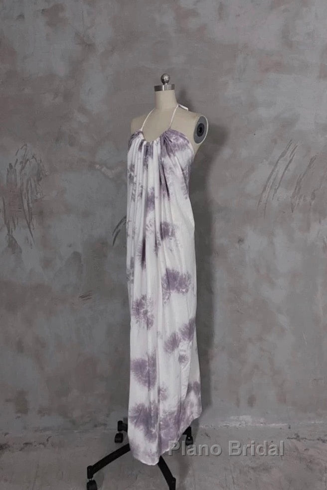 Pretty A Line Halter Floral Chiffon Long Formal Prom Dresses Birthday Dresses For Women