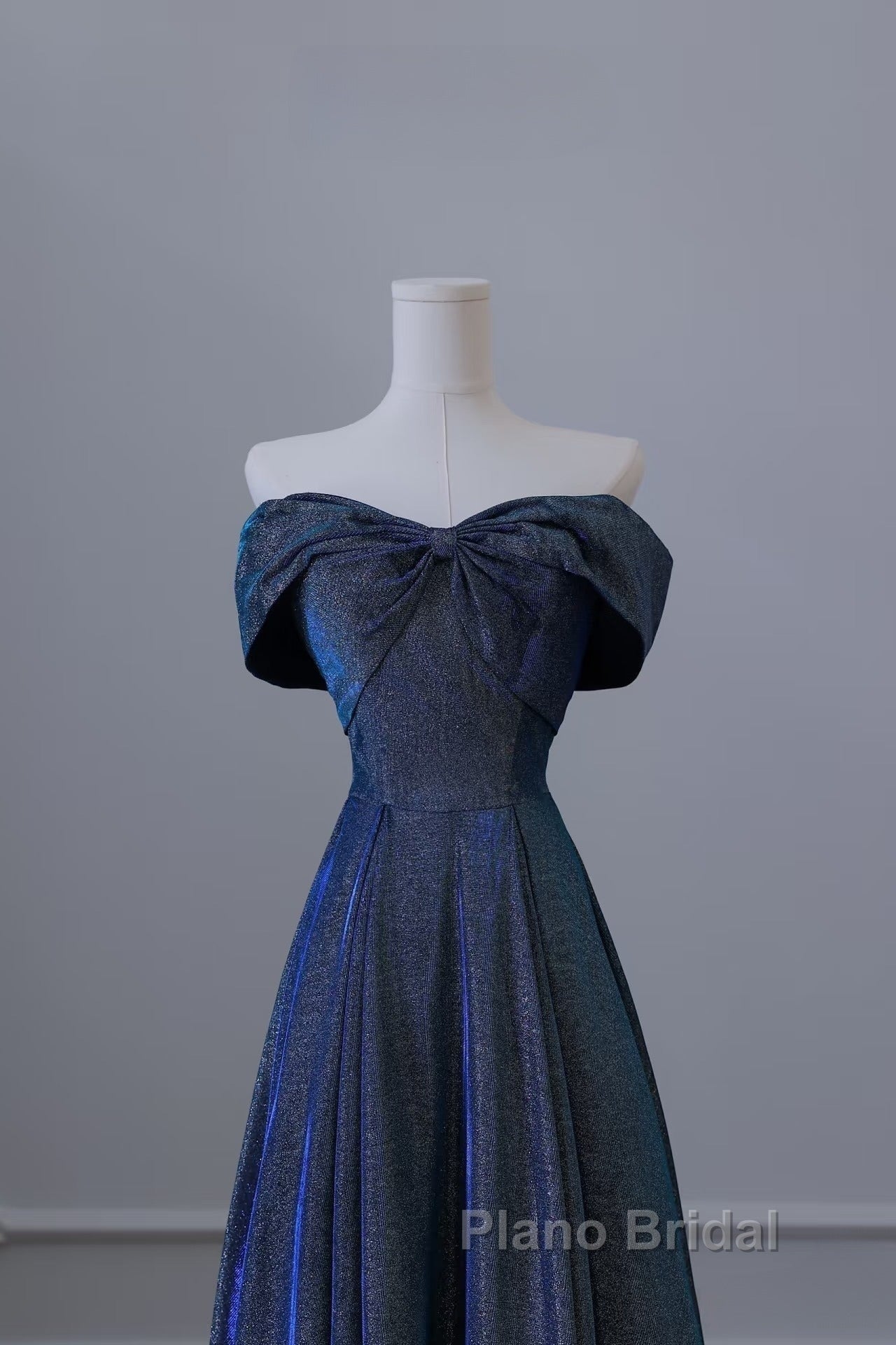 Pretty A Line Off The Shoulder Blue Sequin Long Formal Prom Dresses Evening Gowns