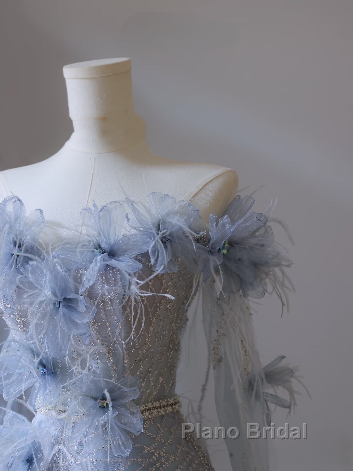 Pretty A Line Off The Shoulder Floor-Length Blue Sequin Short Sleeves Evening Dresses Formal Prom Dresses