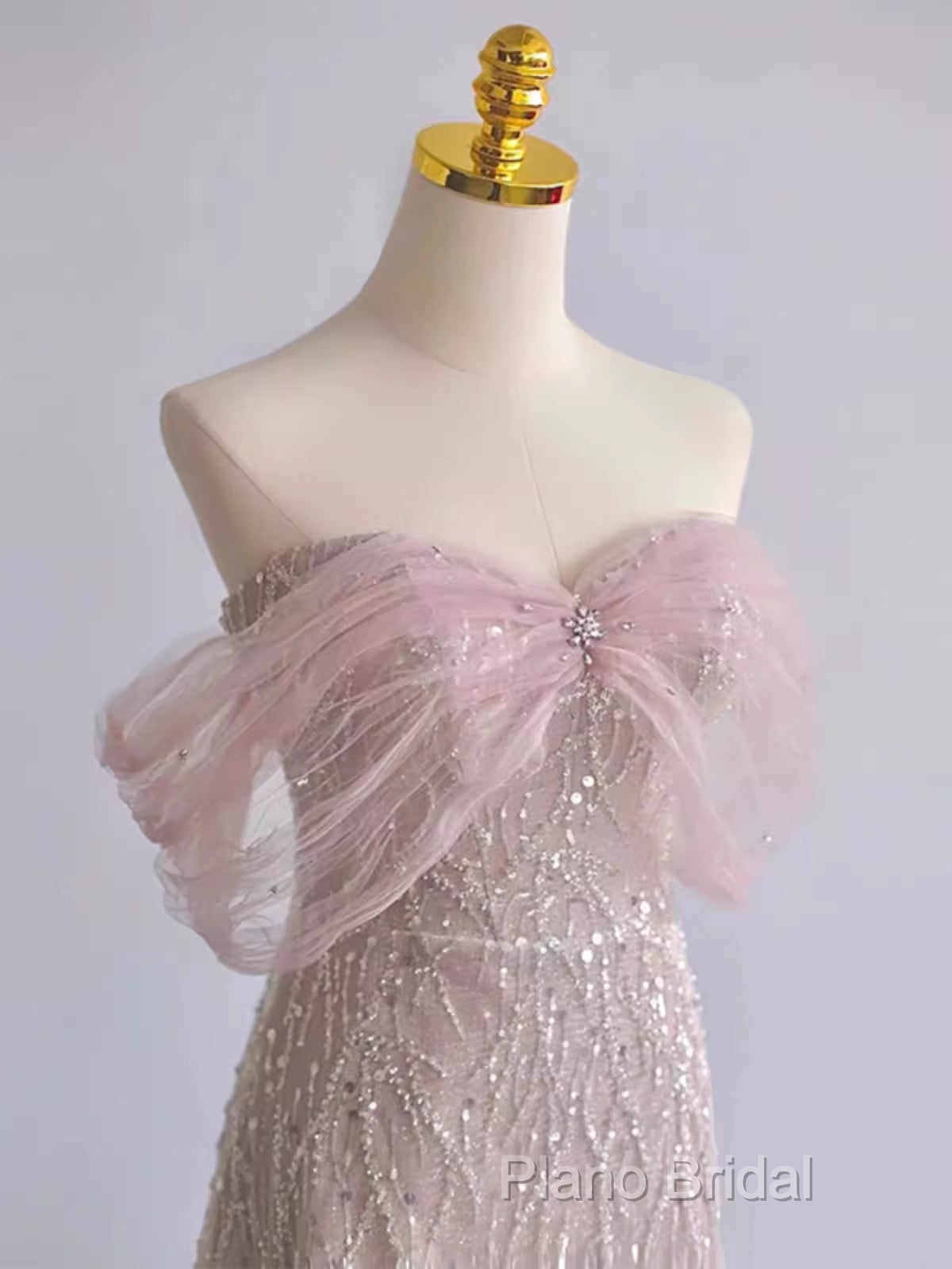 Pretty A Line Off The Shoulder Pink Sequin Long Formal Party Dresses Formal Prom Dresses With Beads