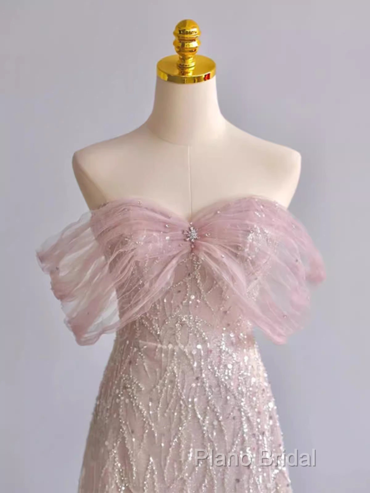 Pretty A Line Off The Shoulder Pink Sequin Long Formal Party Dresses Formal Prom Dresses With Beads