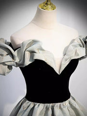 Pretty A Line Off The Shoulder Satin Long Evening Party Dresses Formal Prom Dresses