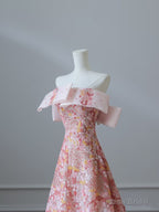 Pretty A Line Off The Shoulder Sequin Pink Floor Length Evening Dress Prom Dresses