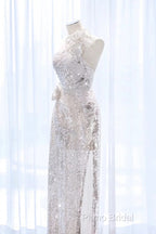 Pretty A Line One Shoulder Silver Sequin Long Length Formal Dresses Formal Prom Dresses