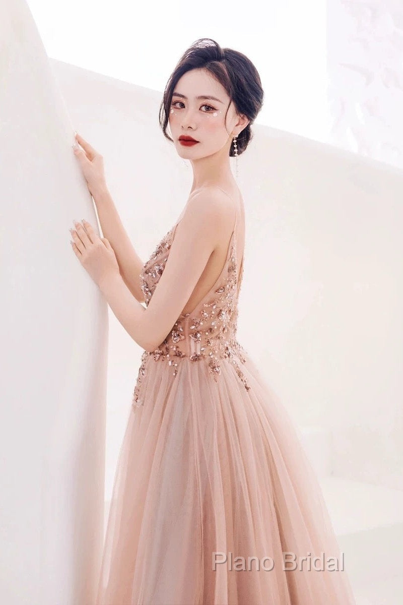 Pretty A Line Spaghetti Straps Tulle Long Length Formal Dresses Formal Prom Dresses