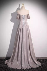 Pretty A Line Square Neckline Sleeveless Long Evening Party Dresses Pink Formal Prom Dresses