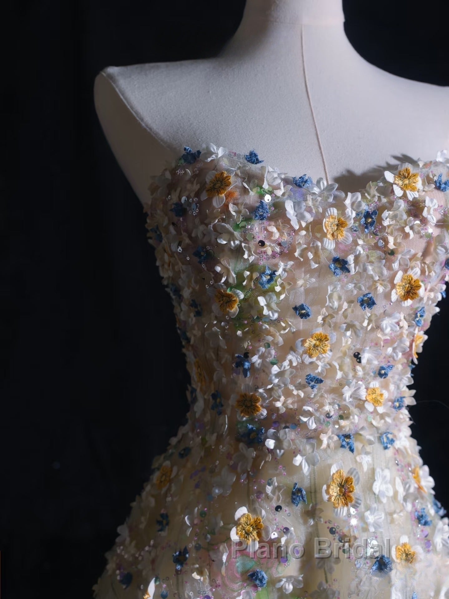 Pretty A Line Sweetheart Tulle Floral Long Formal Prom Dresses Evening Gowns