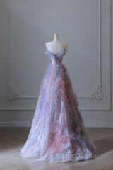 Pretty A Line Sweetheart Tulle Long Formal Prom Dresses Evening Gowns