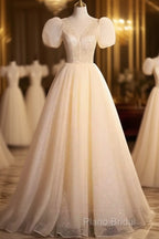 Pretty A Line V Neckline Short Sleeves Long Formal Party Dresses Formal Prom Dresses