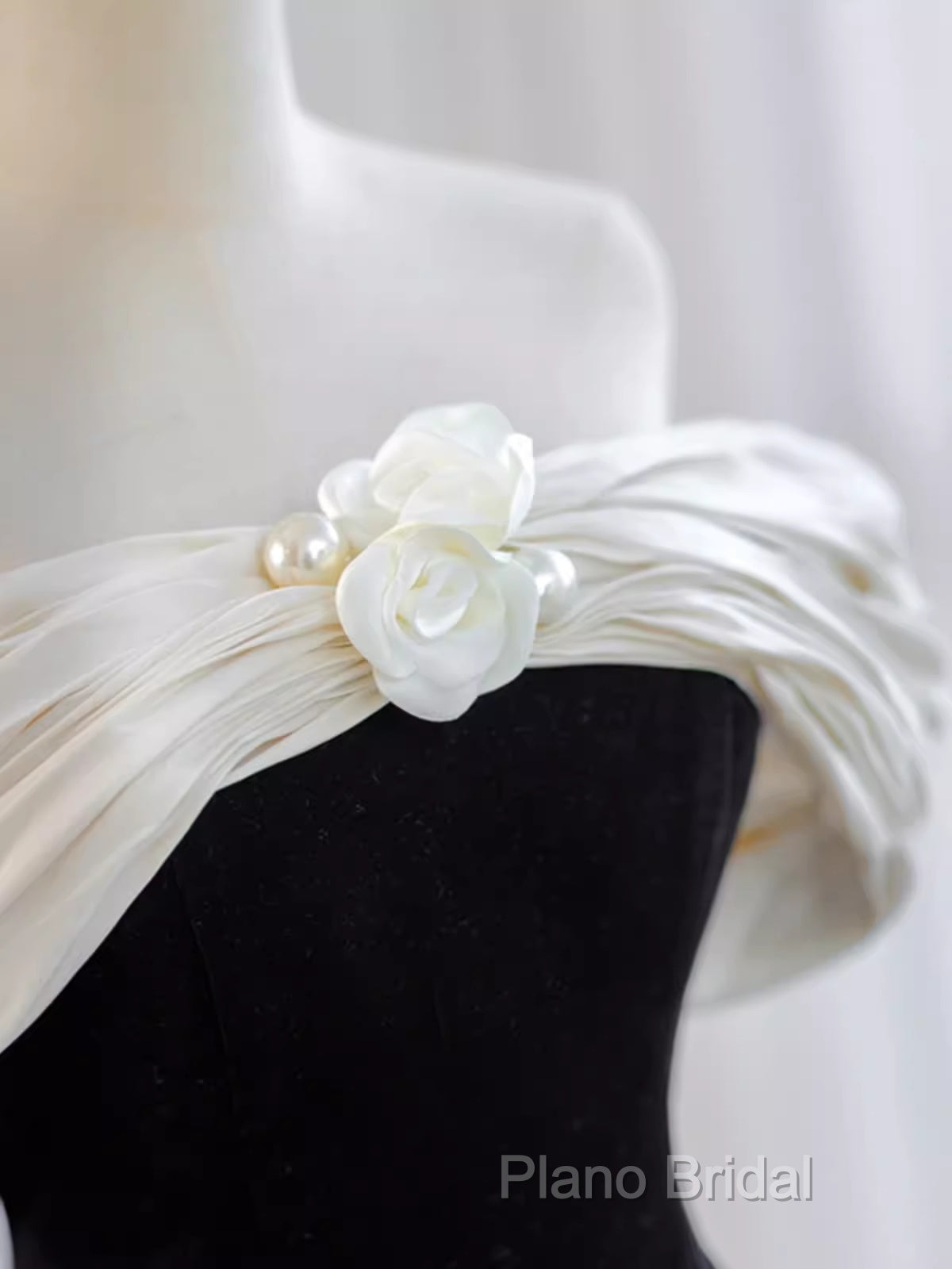 Pretty Ball Gown Off The Shoulder Black Velvet Formal Party Dresses Formal Prom Dresses With Flower