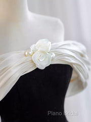 Pretty Ball Gown Off The Shoulder Black Velvet Formal Party Dresses Formal Prom Dresses With Flower