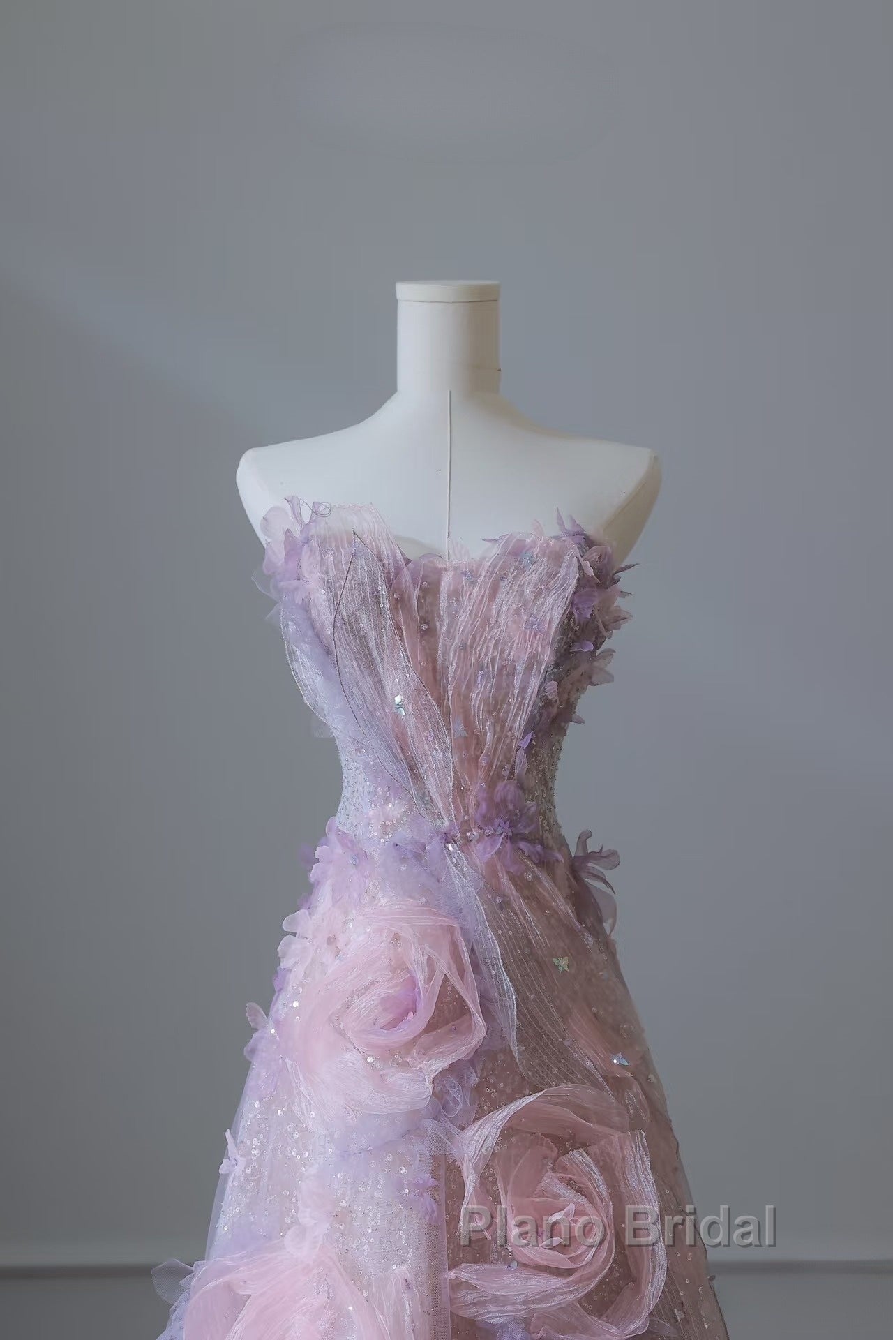 Pretty Ball Gown Sweetheart Pink Floral Tulle Long Formal Prom Dresses Evening Gowns