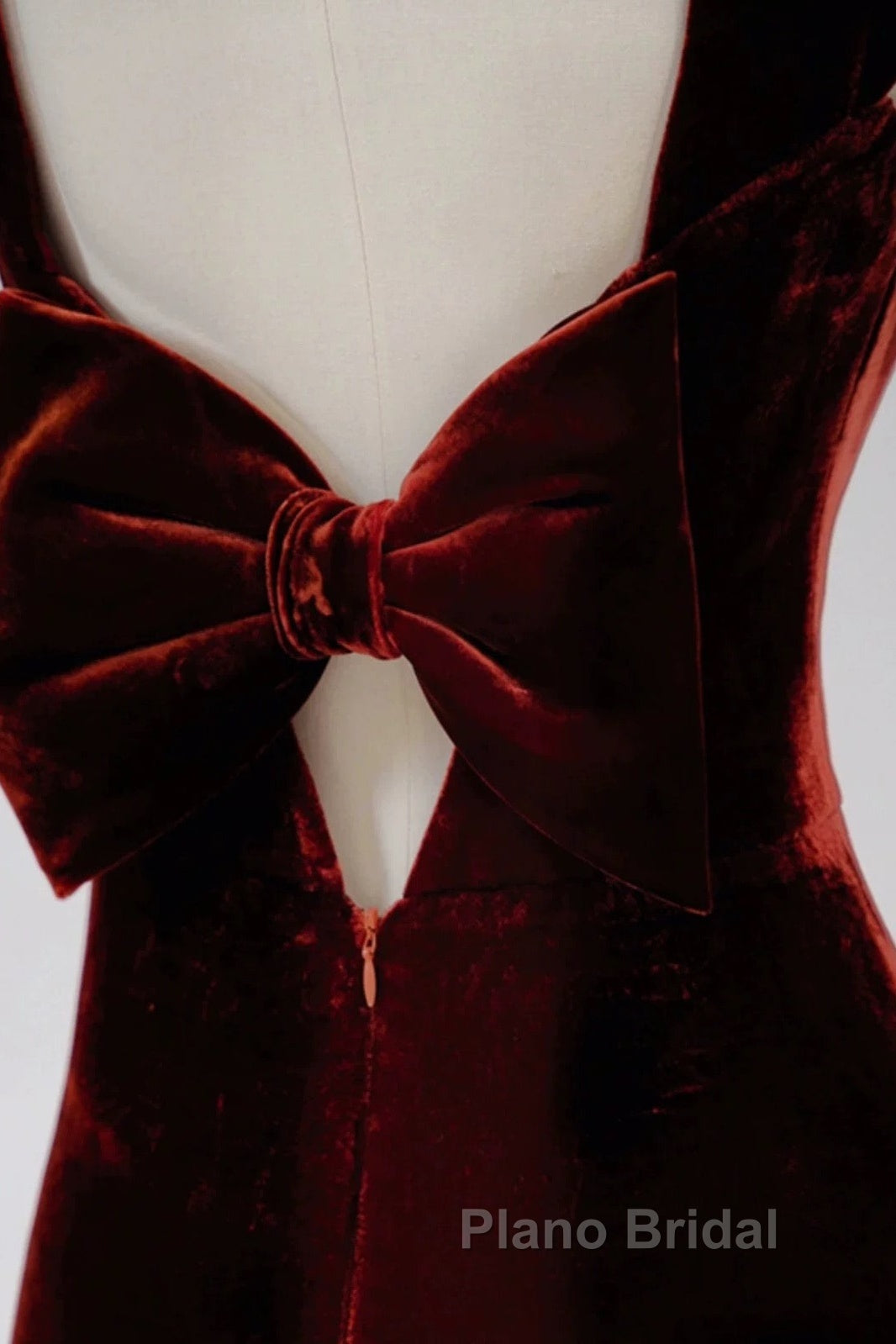 Pretty Mermaid Burgundy Velvet Slit Evening Dresses Formal Prom Dresses