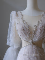 Pretty Mermaid Long Sleeves Pink Formal Prom Dresses Evening Gowns