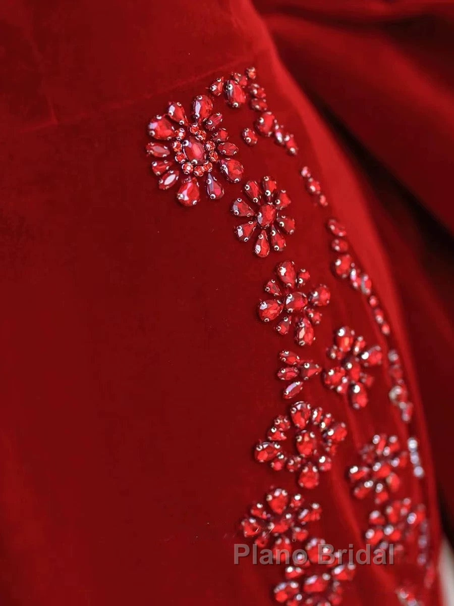 Pretty Mermaid Off The Shoulder Burgundy Satin Long Evening Dresses Formal Prom Dresses