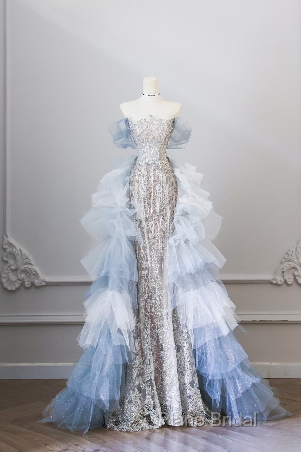 Pretty Mermaid Off The Shoulder Sequin Blue Long Formal Prom Dresses Formal Gowns