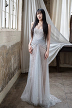 Pretty Mermaid Off The Shoulder Silver Sequin Evening Dresses Formal Prom Dresses