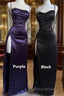Pretty Sheath Spaghetti Straps Floor Length Ruffles Grape Slit Formal Prom Dresses