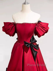 Princess A Line Off The Shoulder Party Dresses Red Formal Prom Dresses