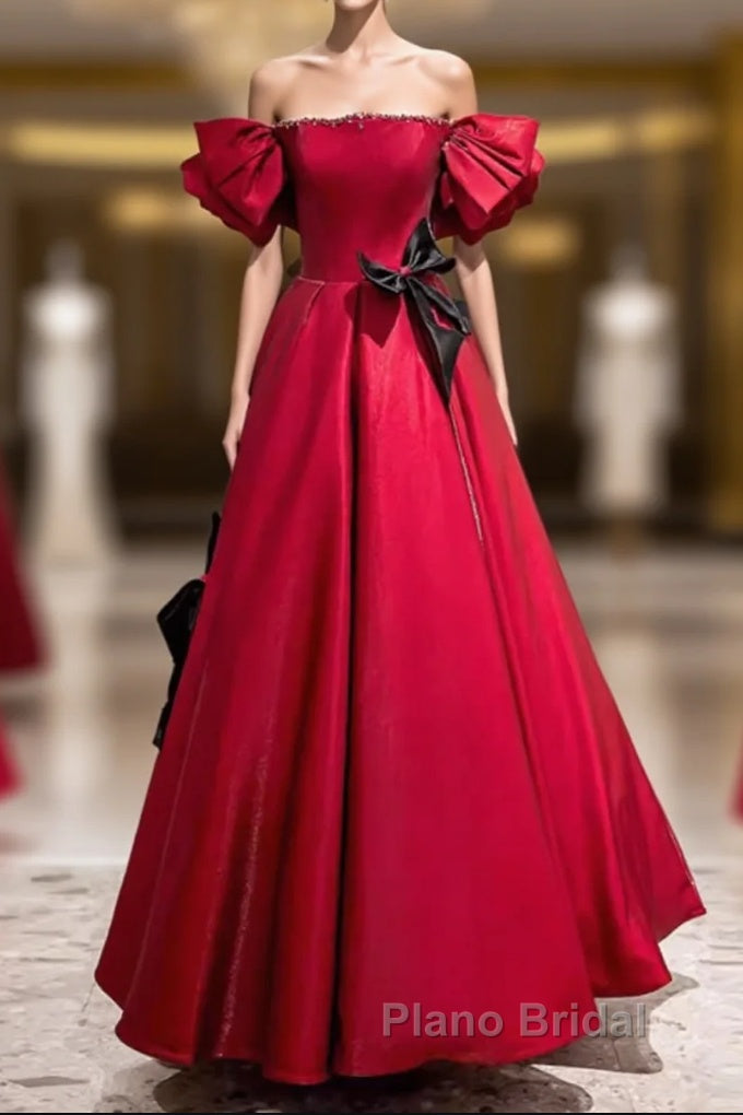 Princess A Line Off The Shoulder Party Dresses Red Formal Prom Dresses Main image