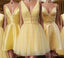 Princess A-line Short Yellow Homecoming Dresses,Cocktail Dresses Classy Elegant