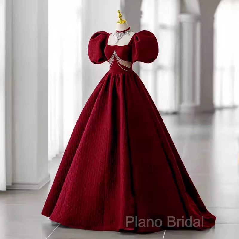 Princess Ball Gown Red Lace Long Formal Prom Dresses Secondary image