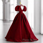 Princess Ball Gown Red Lace Long Formal Prom Dresses