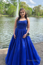 Princess Champagne Spaghetti Straps Prom Dress