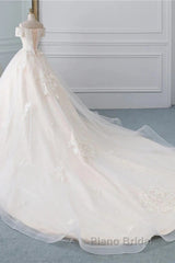 Princess Off The Shoulder Tulle Wedding Dresses With Lace Appliques Elegant Beautiful