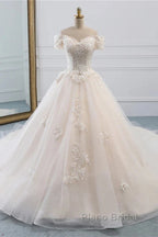Princess Off The Shoulder Tulle Wedding Dresses With Lace Appliques Elegant Beautiful