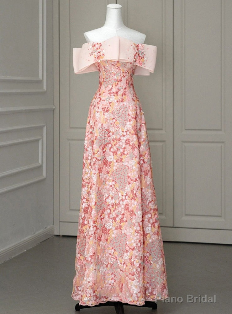 Princess Pink Tulle Sequins Strapless Prom Dress