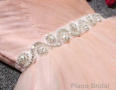 Strapless Blush Pink Tulle Short With Sash Sweet 16 Cute Prom Dresses