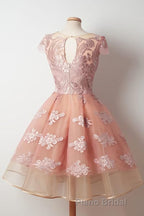 Cap Sleeves Junior Pretty Appliques Short Sweet 16 Formal Prom Dresses