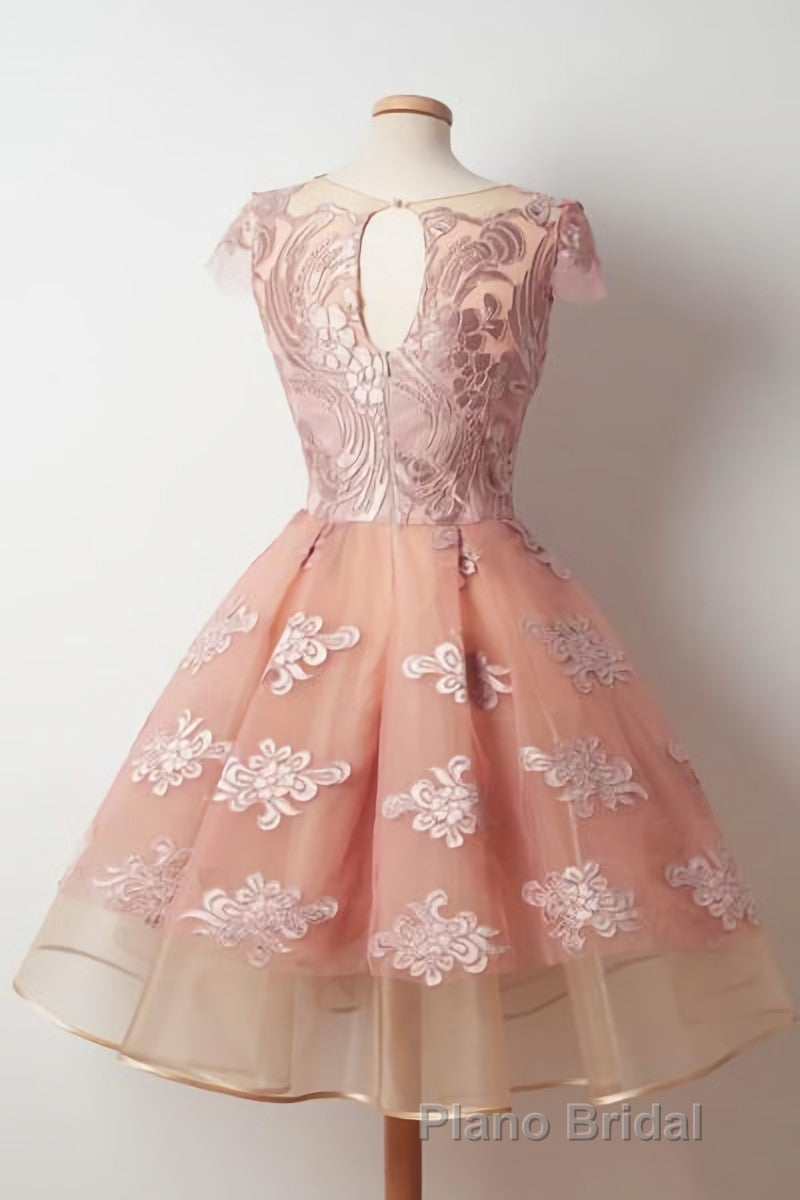 Cap Sleeves Junior Pretty Appliques Short Sweet 16 Formal Prom Dresses