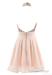 Halter Sequins Backless Mini Short Prom Dresses
