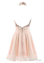 Halter Sequins Backless Mini Short Prom Dresses