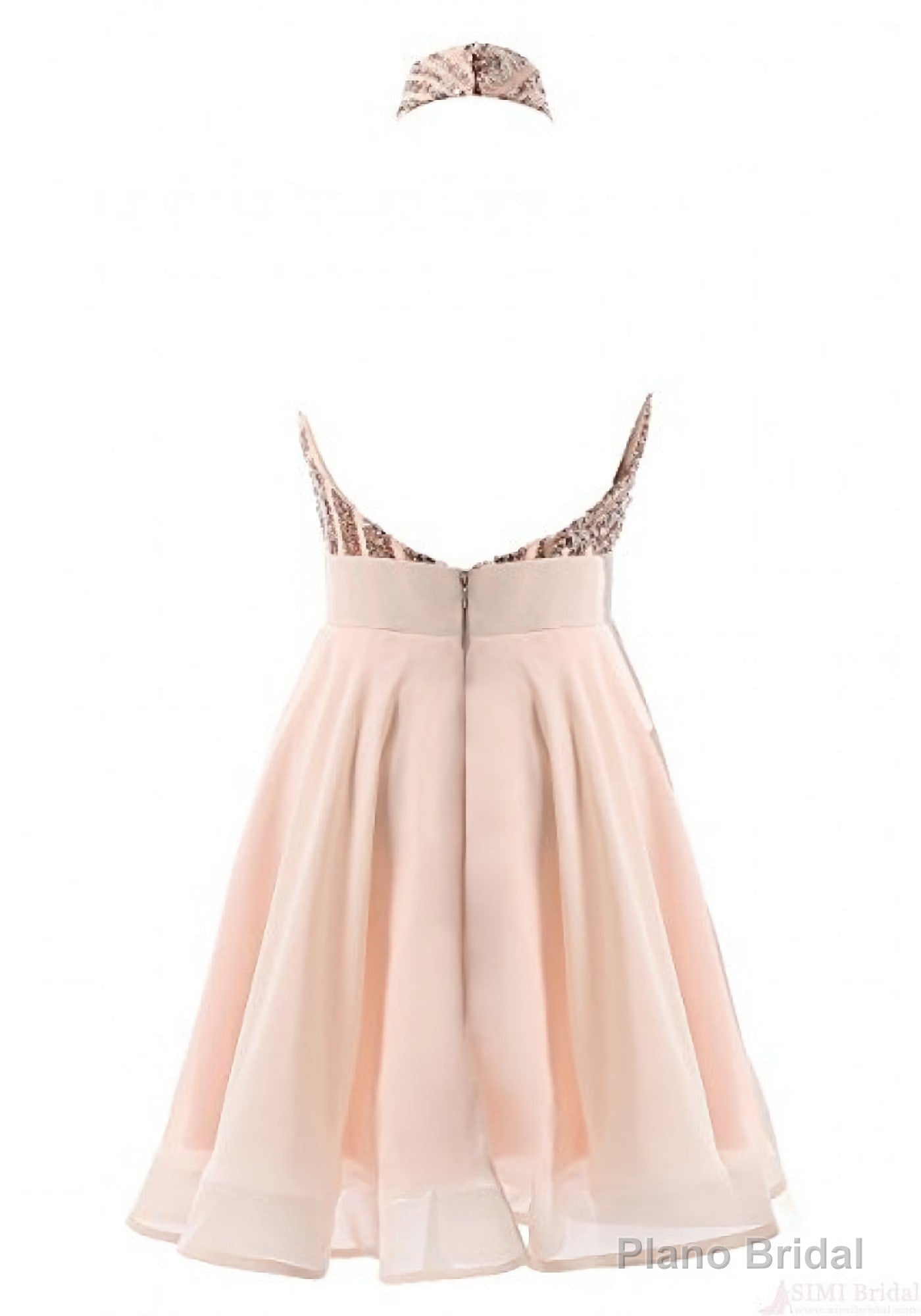 Halter Sequins Backless Mini Short Prom Dresses