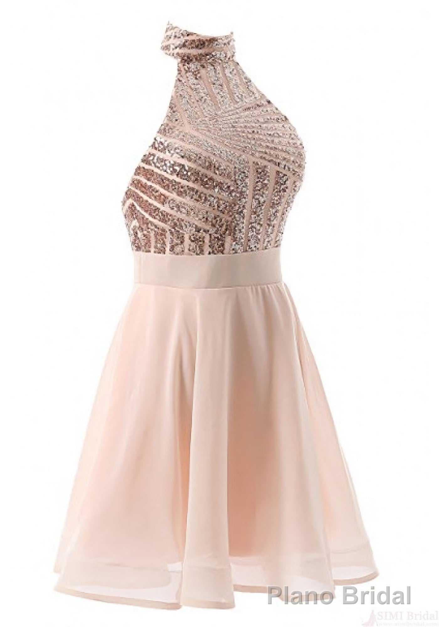 Halter Sequins Backless Mini Short Prom Dresses