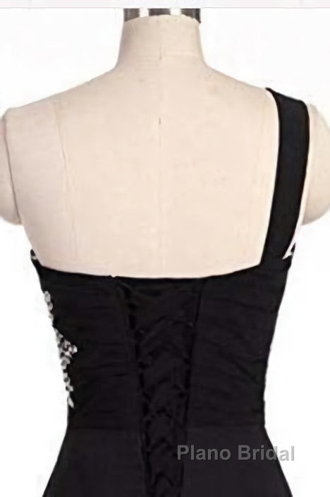 A Line Ombre Blue And Black One Shoulder Short Dc289 Formal Prom Dresses